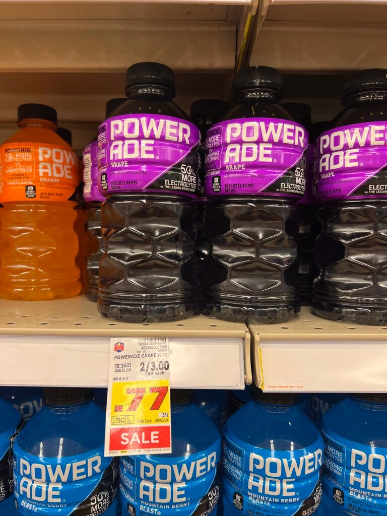 body armor, sparkling ice and powerade kroger shelf image (1)