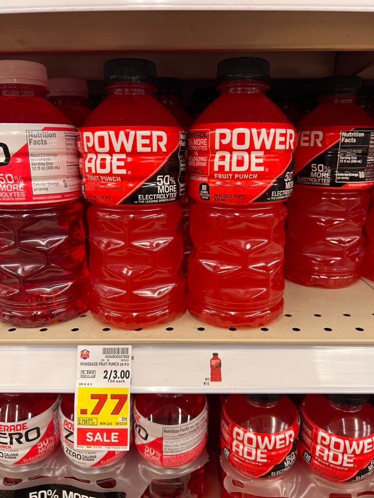 body armor, sparkling ice and powerade kroger shelf image (1)