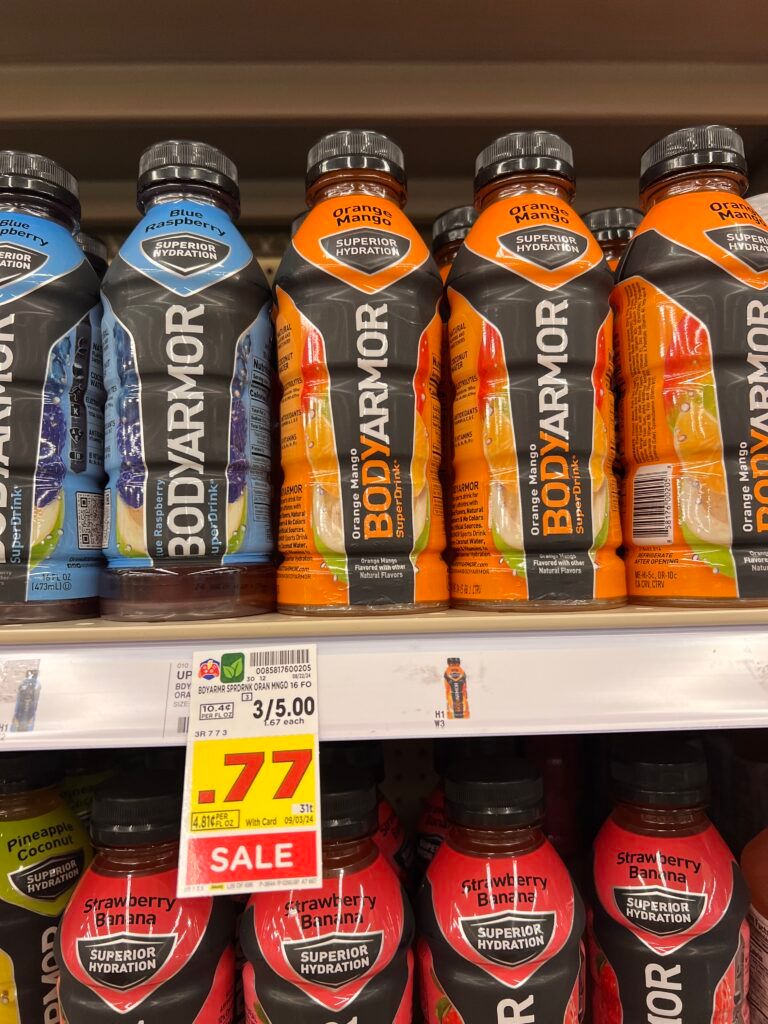 body armor, sparkling ice and powerade kroger shelf image (1)