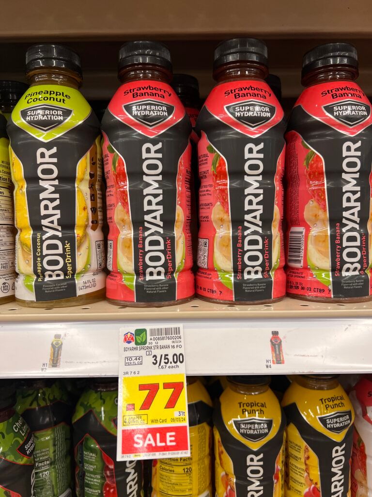 body armor, sparkling ice and powerade kroger shelf image (1)