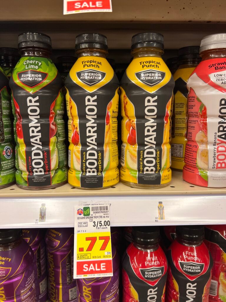 body armor, sparkling ice and powerade kroger shelf image (1)