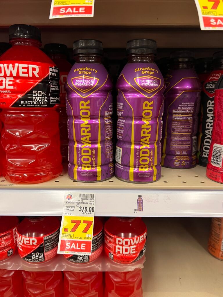 body armor, sparkling ice and powerade kroger shelf image (1)