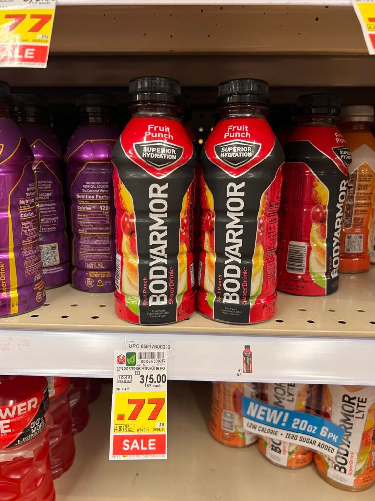 body armor, sparkling ice and powerade kroger shelf image (1)