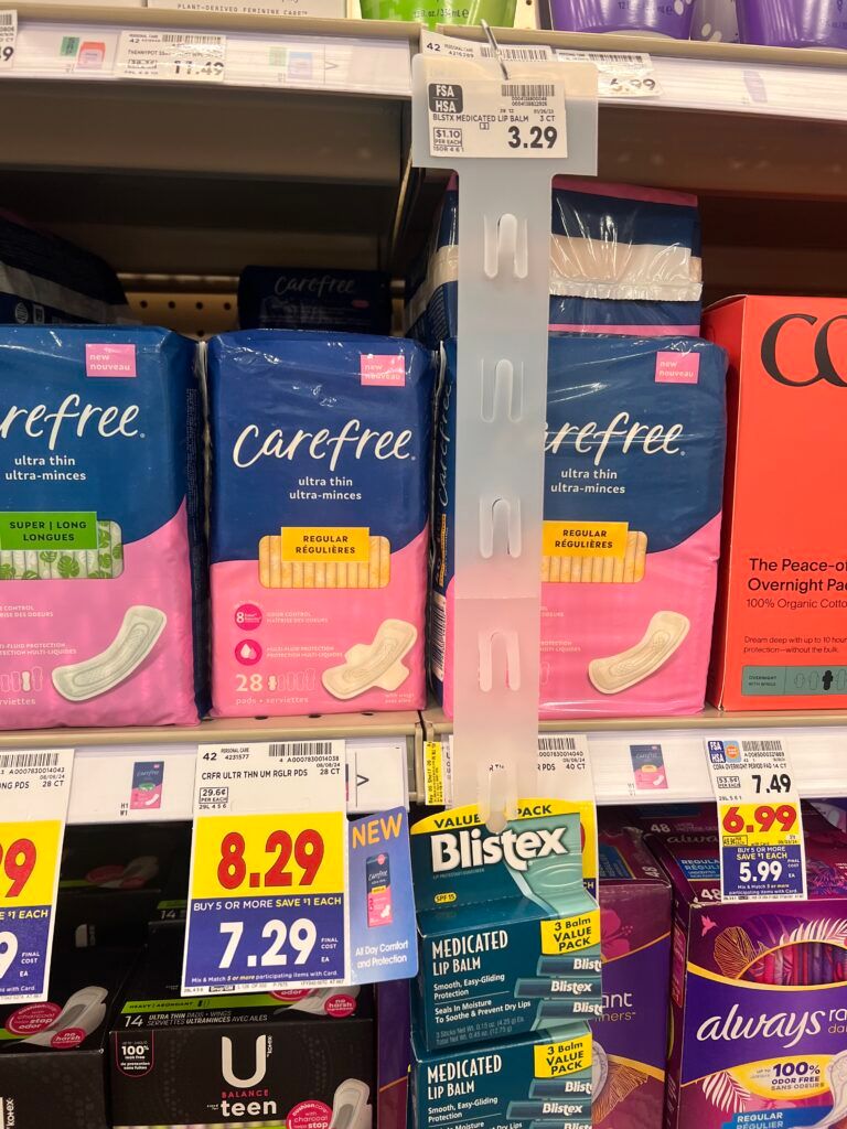 carefree pads kroger shelf image (1)