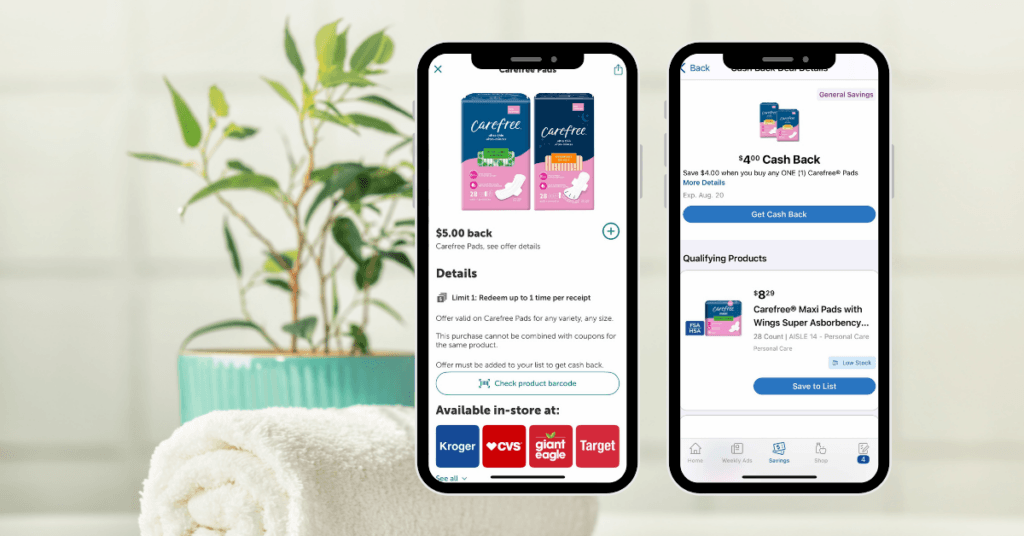carefree pads rebates kroger