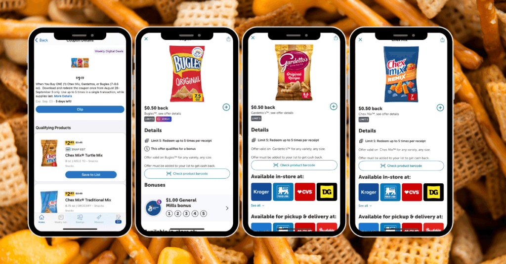 chex mix, gardettos and bugles digital ib