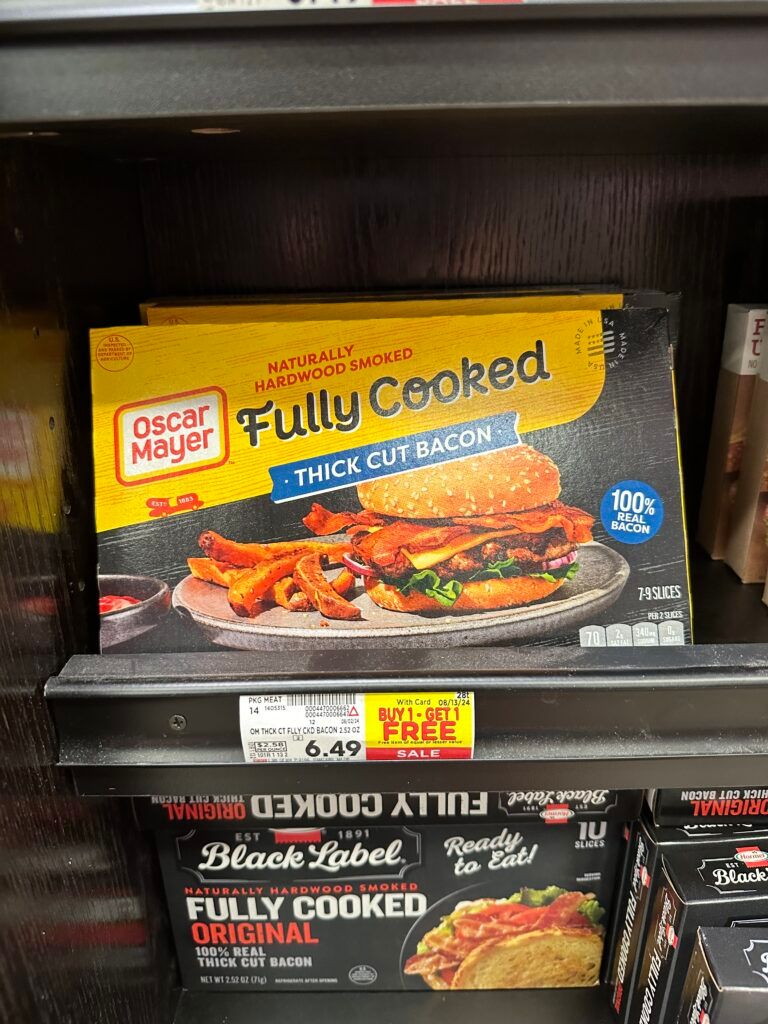 oscar mayer fully cooked bacon kroger shelf image (1)