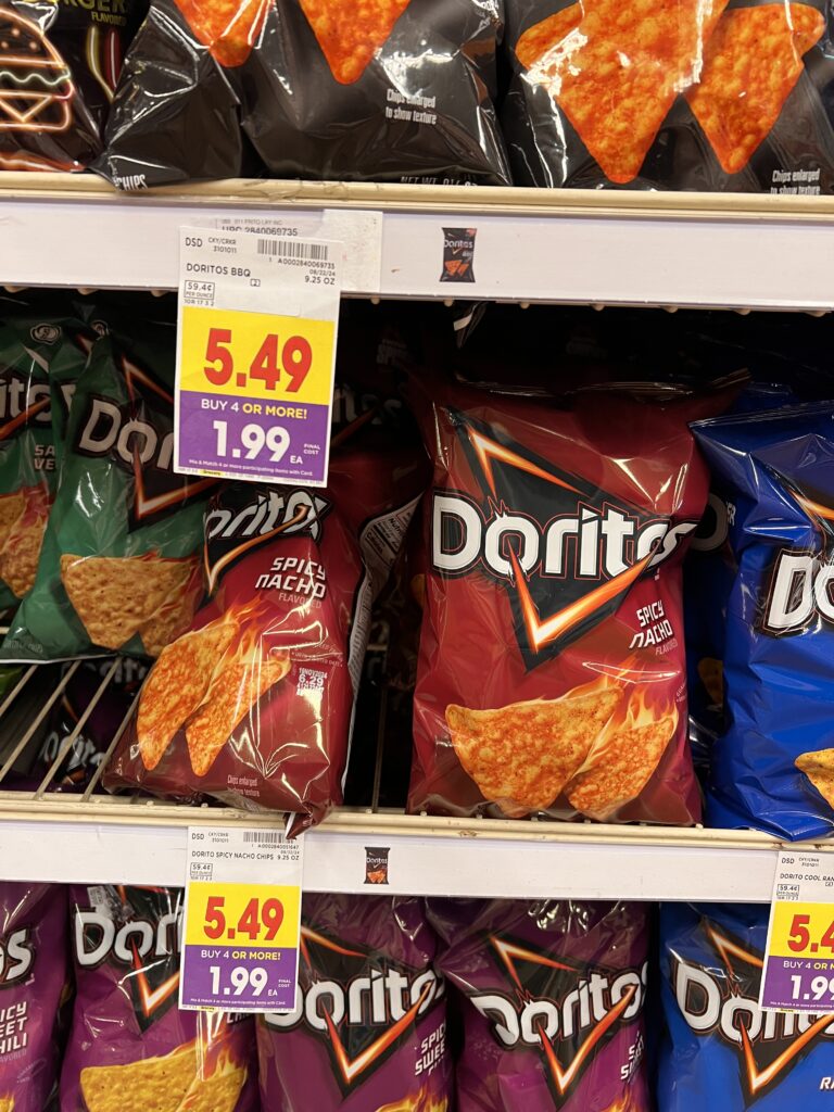 ruffles, doritos, fritos, sunchips kroger shelf image (1)