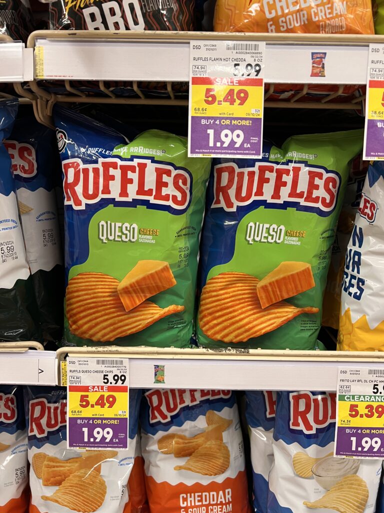 ruffles, doritos, fritos, sunchips kroger shelf image (1)