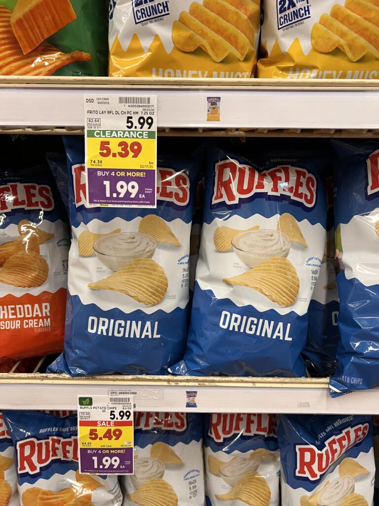 ruffles, doritos, fritos, sunchips kroger shelf image (1)