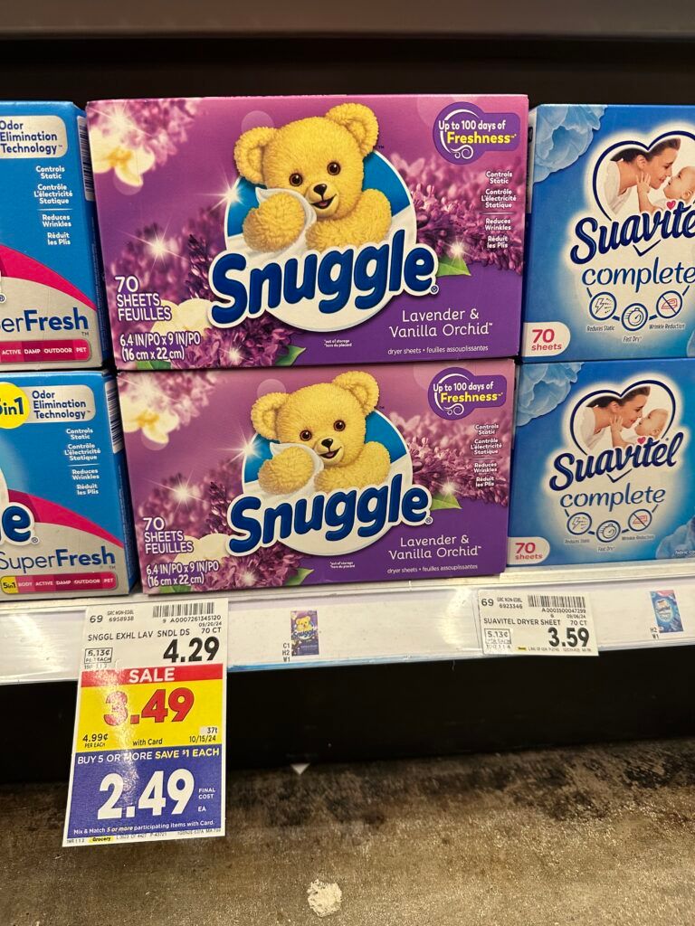 snuggle dryer sheets kroger shelf image (1)