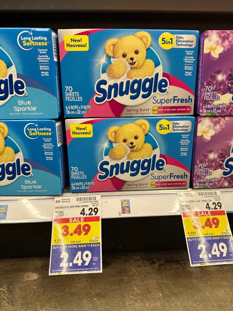 snuggle dryer sheets kroger shelf image (1)