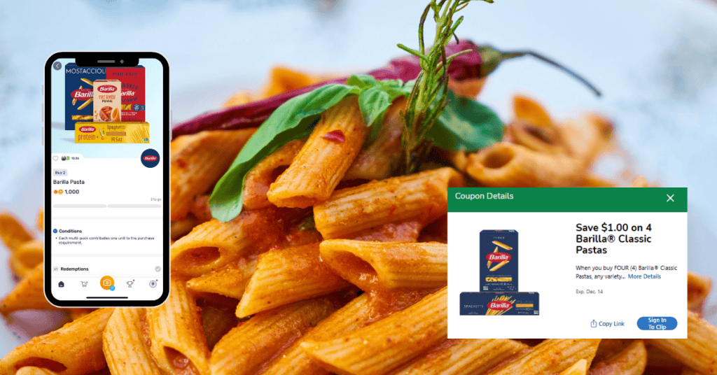 Barilla Pasta Fetch Rewards and Kroger Digital Coupon