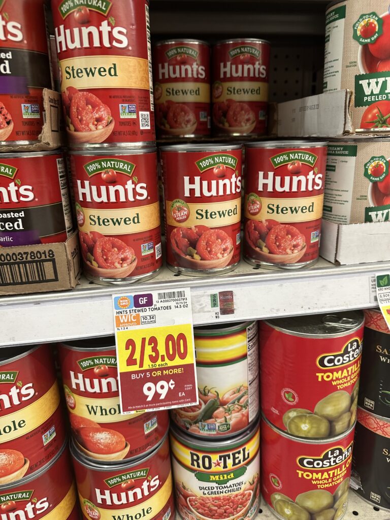 Hunt's Tomatoes Kroger Shelf Image