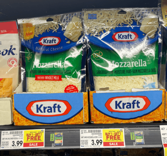 Kraft Shredded Cheese Kroger Shelf Image