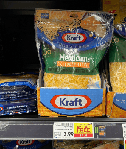 Kraft Shredded Cheese Kroger Shelf Image