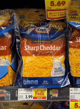 Kraft Shredded Cheese Kroger Shelf Image