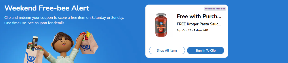 Kroger Weekend Free Bee Pasta Sauce