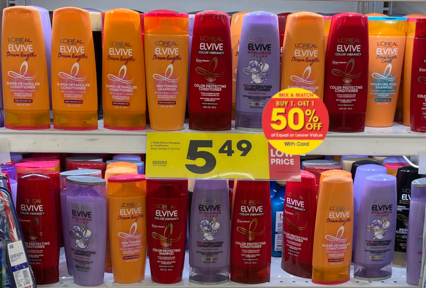 L'Oreal Elvive Shampoo & Conditioner Kroger Shelf Image