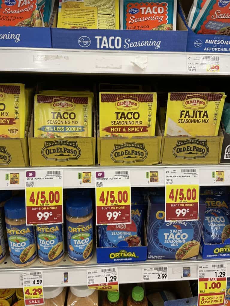 Old El Paso Taco and Fajita Seasoning Packets Kroger Shelf Image