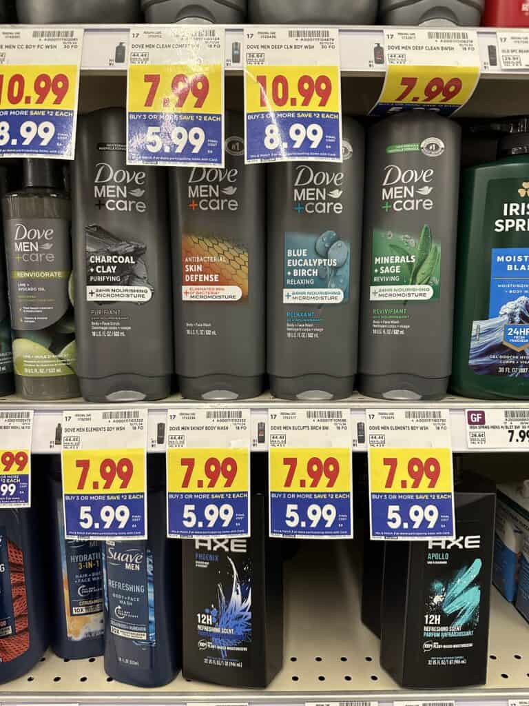 Dove Men+Care Body Wash Kroger Shelf Image