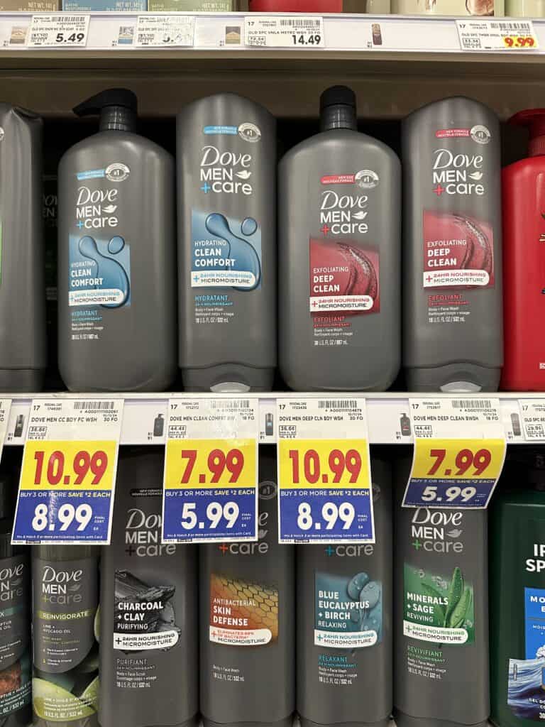 Dove Men+Care Body Wash Kroger Shelf Image