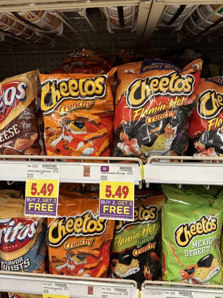 Sun Chips. Lays Kettle Chips, Tostitos, Fritos and Cheetos Kroger Shelf Image