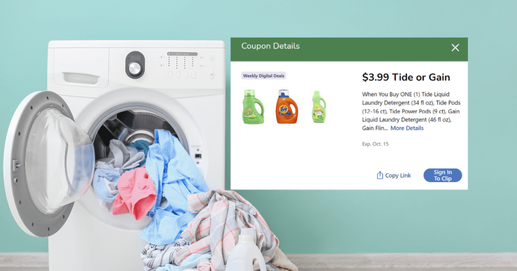 Tide and Gain Laundry Kroger Digital Coupon