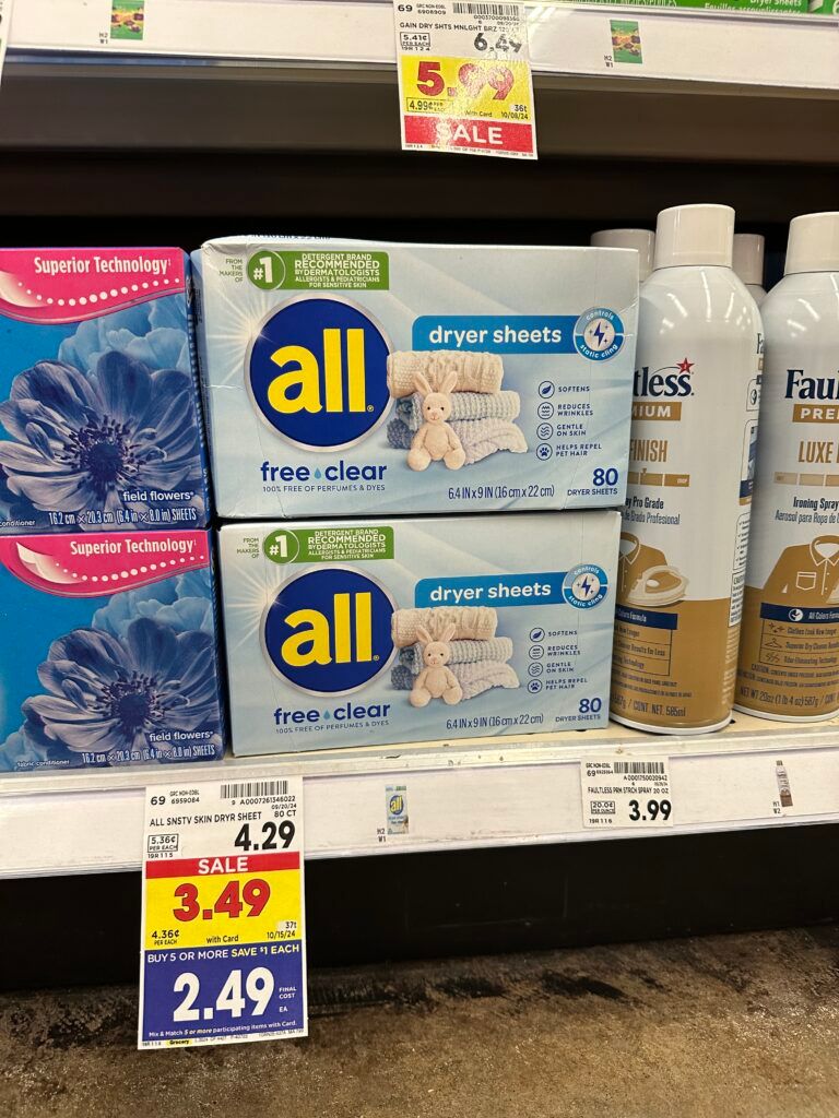 all dryer sheets kroger shelf image