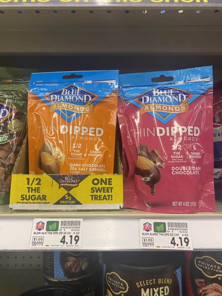 blue diamond dipped almonds kroger shelf image