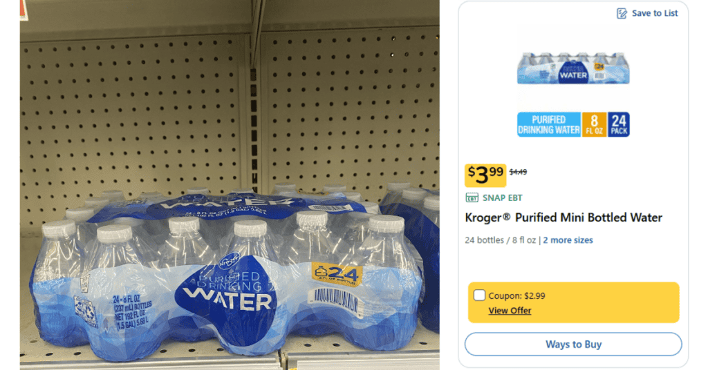 kroger water shelf image