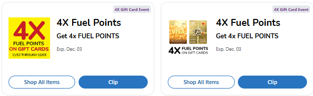 4x fuel points kroger gift cards