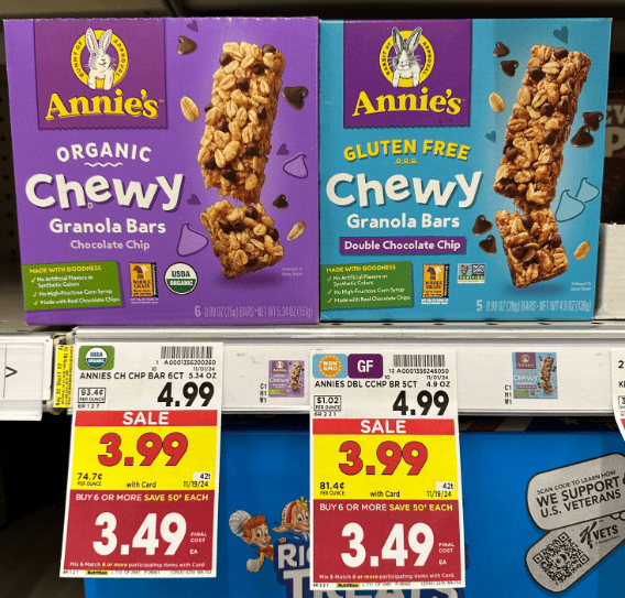 Annie's Granola Bars Kroger Shelf Image