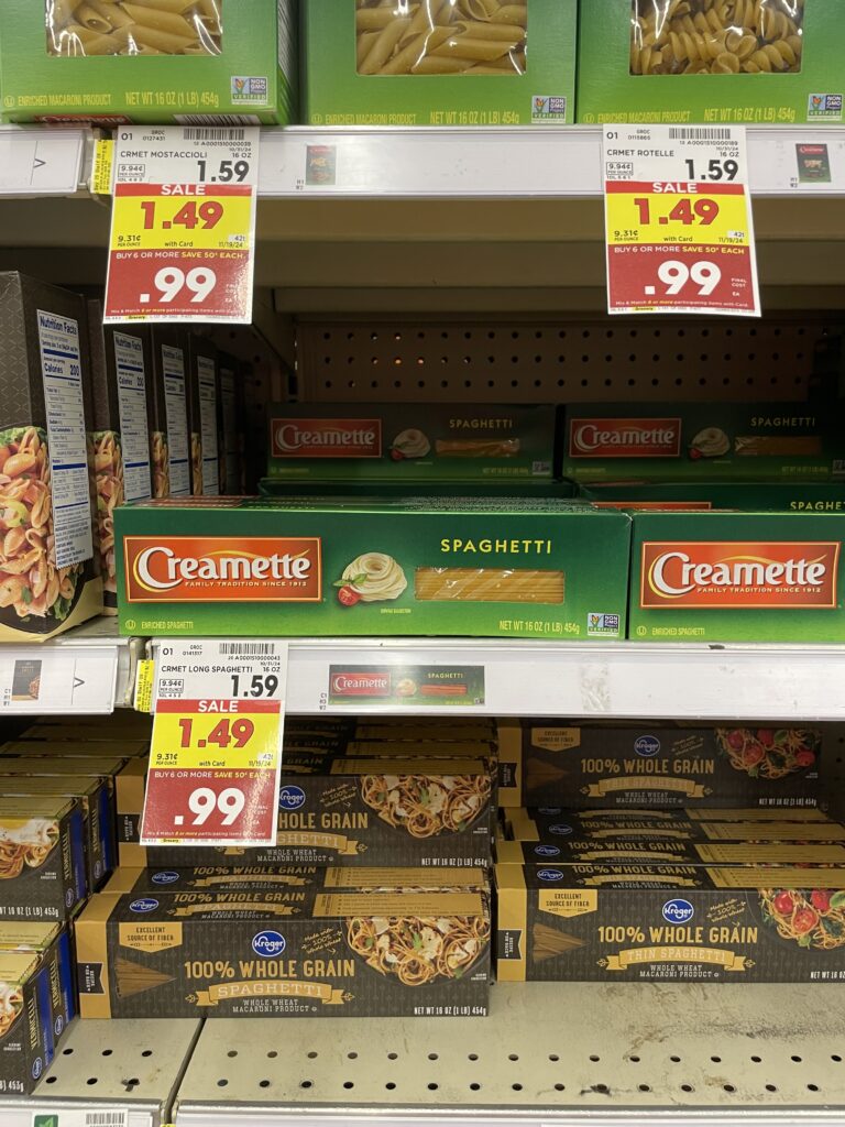 Creamette Pasta Kroger Shelf Image 