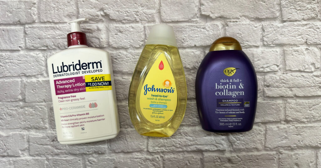 Lubriderm Johnson's Baby and OGX Shampoo Kroger