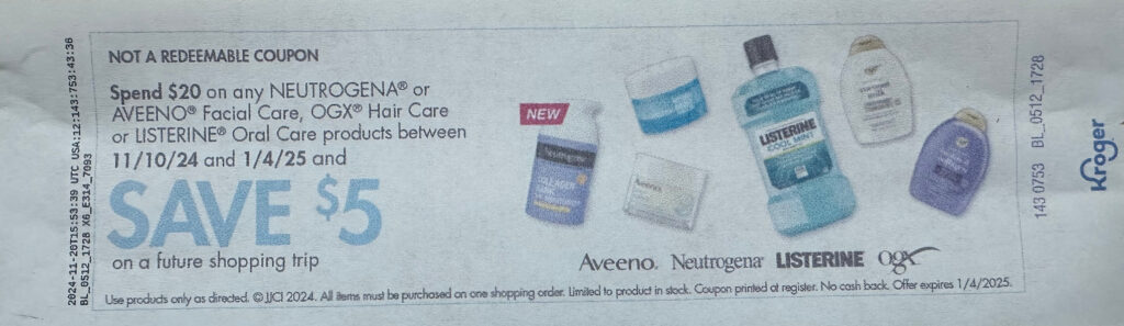 Neutrogena, OGX, Listerine and Aveeno Catalina Kroger