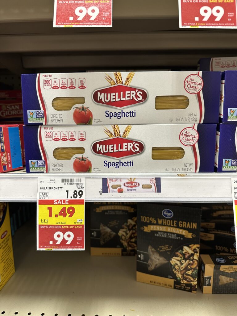 Mueller's Pasta Kroger Shelf Image