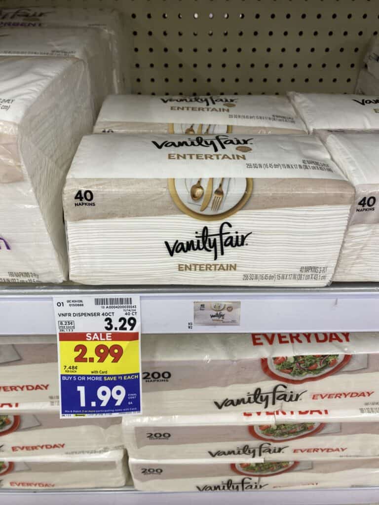 Vanity Fair Napkins Kroger Shelf Image