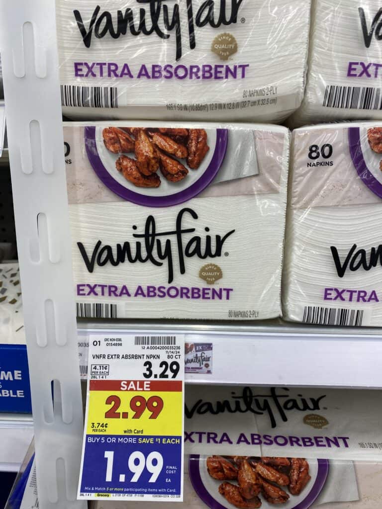 Vanity Fair Napkins Kroger Shelf Image