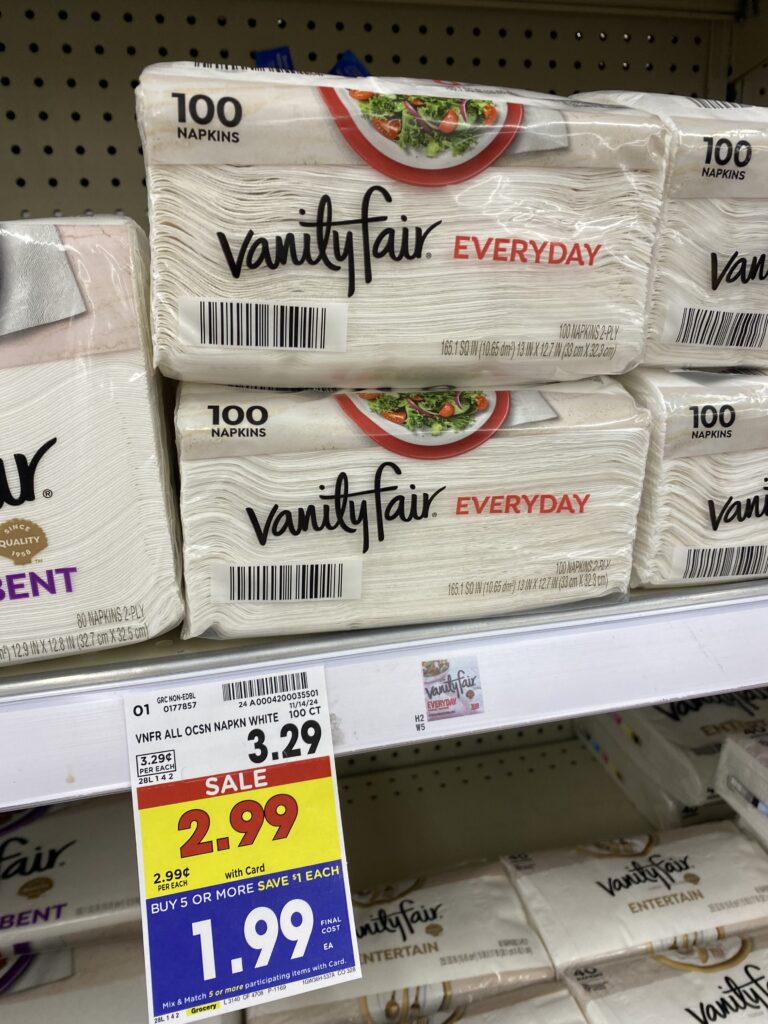 Vanity Fair Napkins Kroger Shelf Image