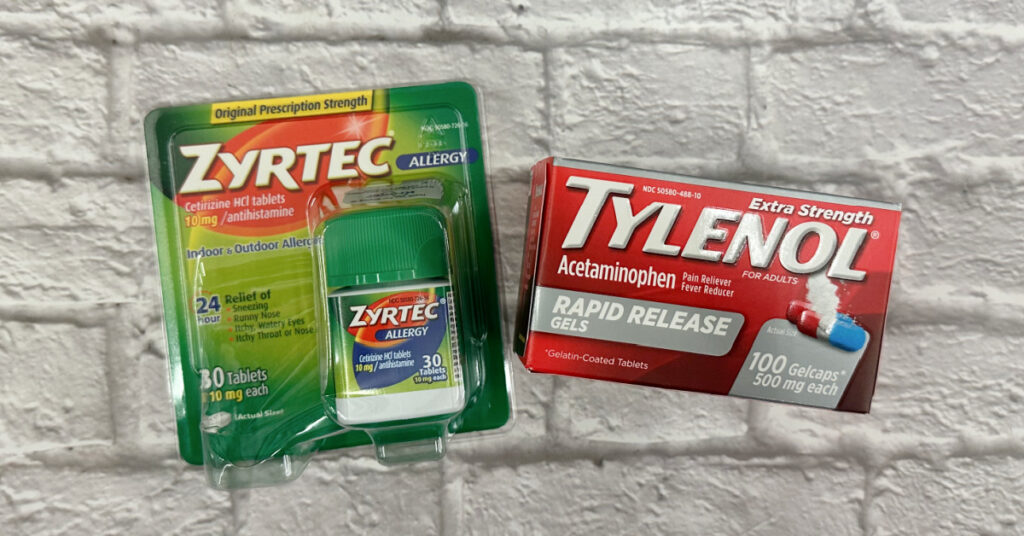 Zyrtec and Tylenol Rapid Release Kroger