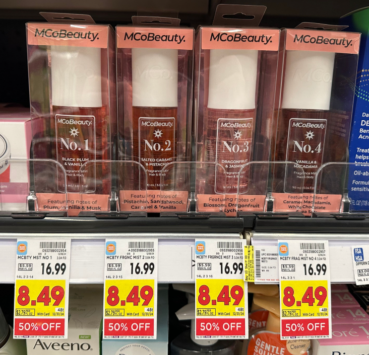 MCoBeauty Sprays Kroger Shelf Image