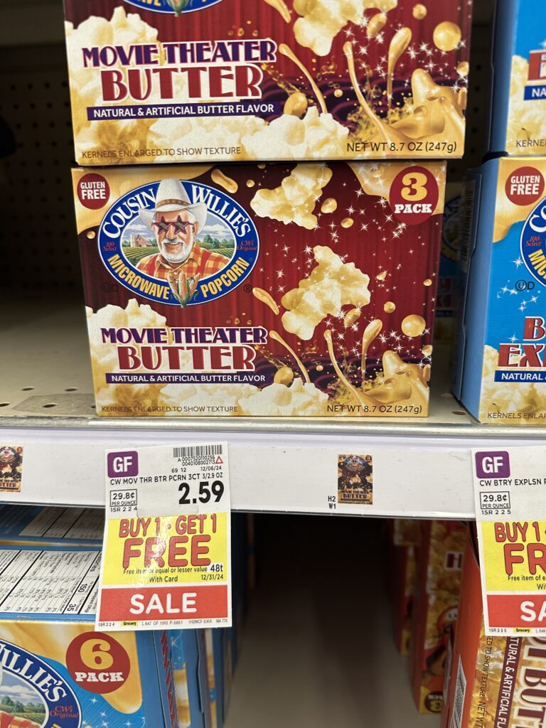 cousin willies popcorn kroger shelf image (1)