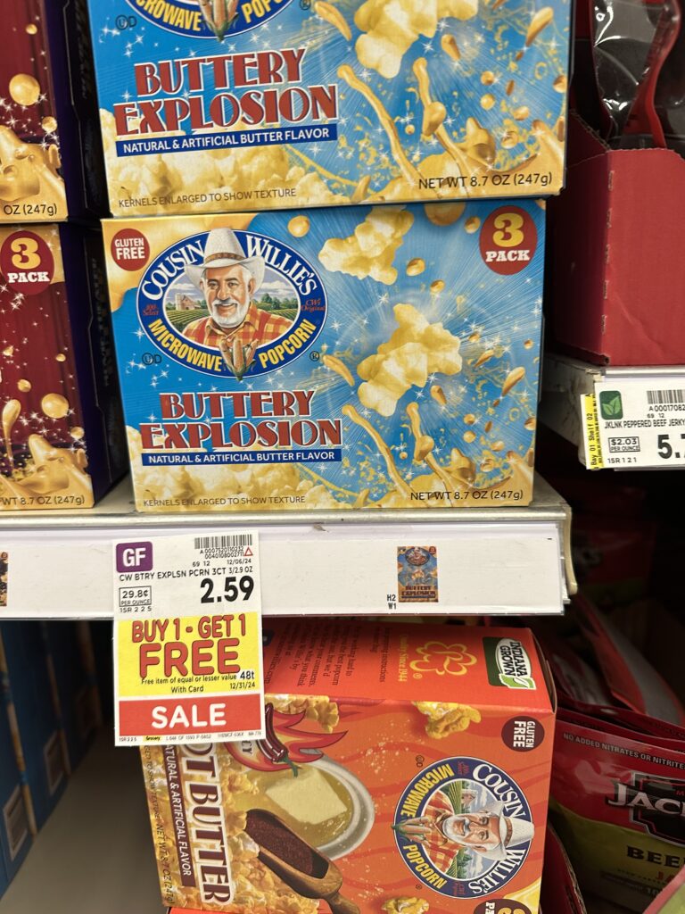 cousin willies popcorn kroger shelf image (1)