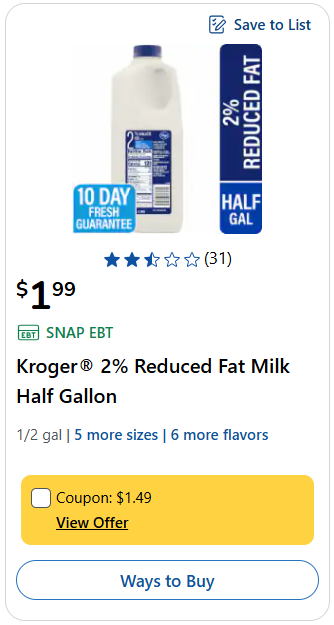 kroger milk price image 2