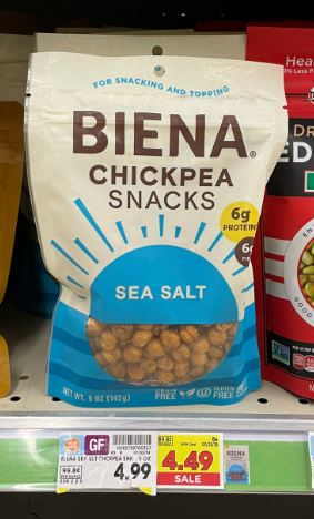 Biena Chickpea Snacks Kroger Shelf Image