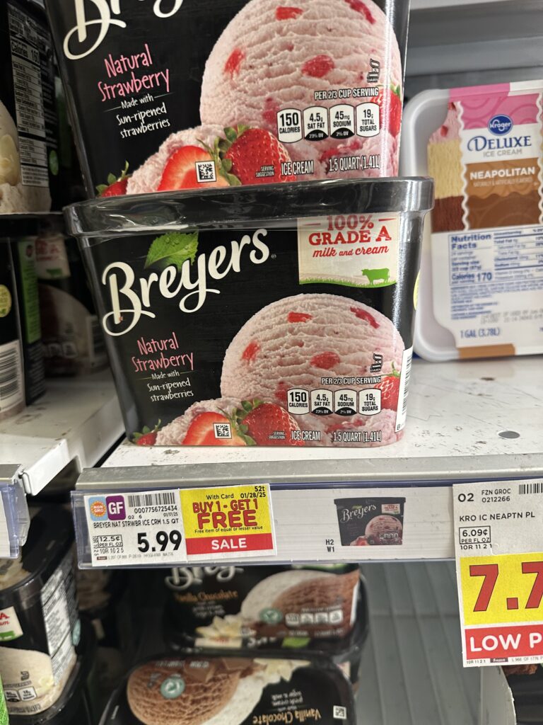 Breyer's and Ben & Jerry's Ice Cream Kroger Shelf Image