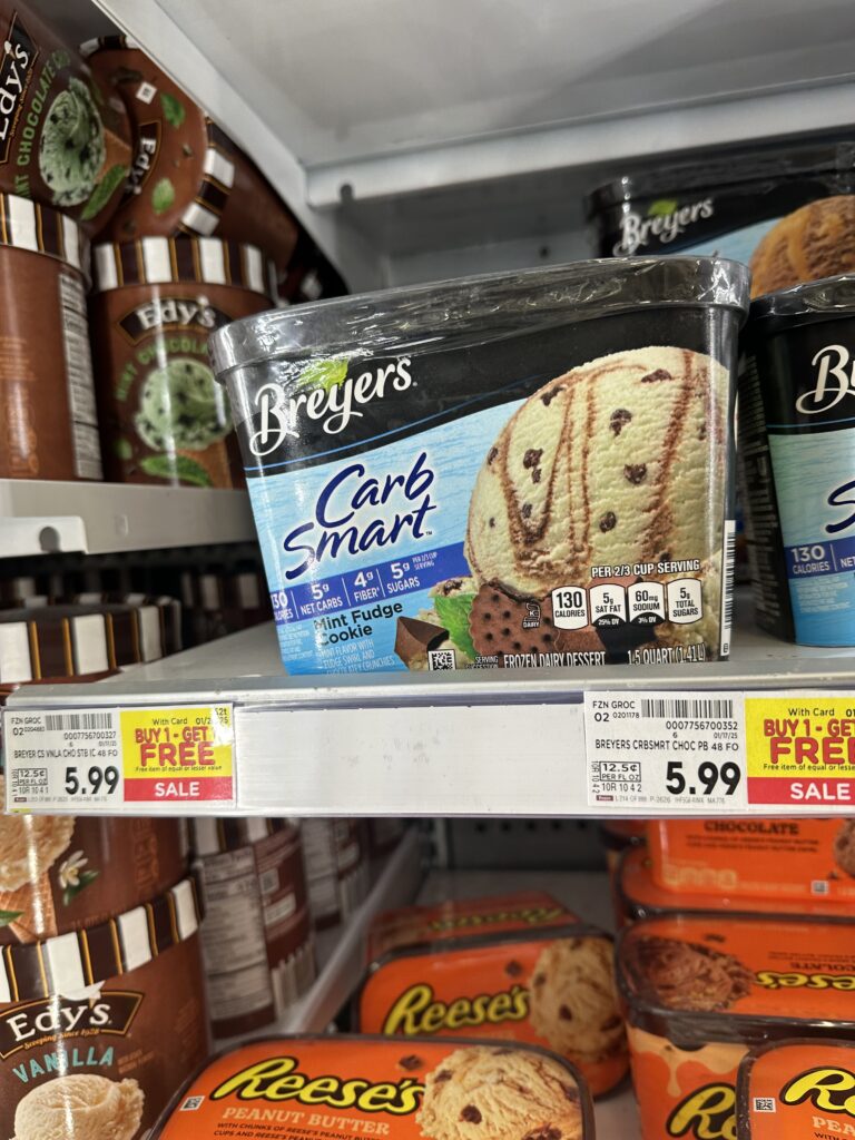 Breyer's and Ben & Jerry's Ice Cream Kroger Shelf Image