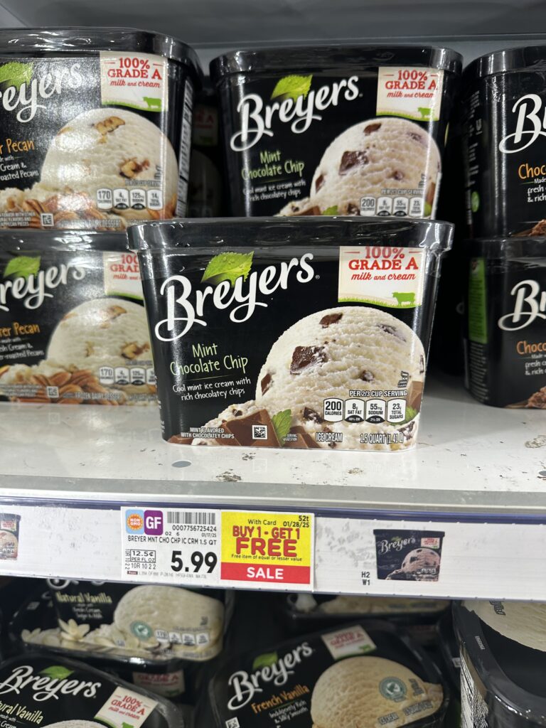 Breyer's and Ben & Jerry's Ice Cream Kroger Shelf Image