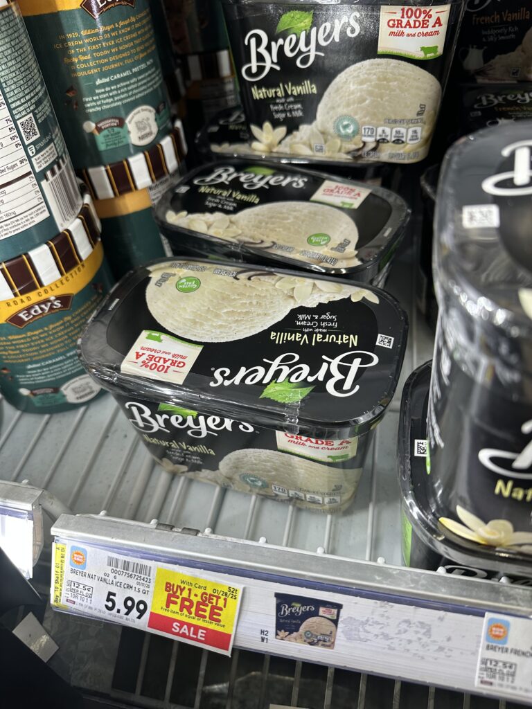 Breyer's and Ben & Jerry's Ice Cream Kroger Shelf Image